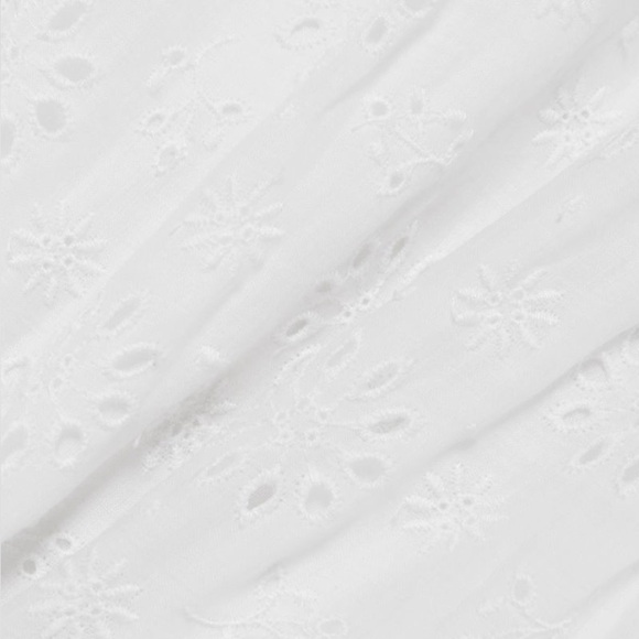 Frame Broderie Anglaise Ramie Puff Sleeve Midi Eyelet Dress in White - Picture 3 of 16